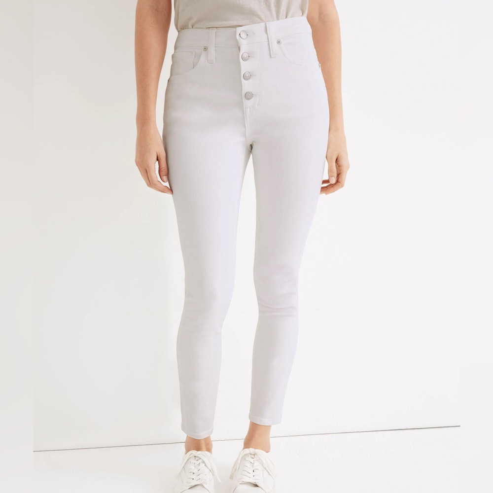 Madewell high rise curvy crop white jeans